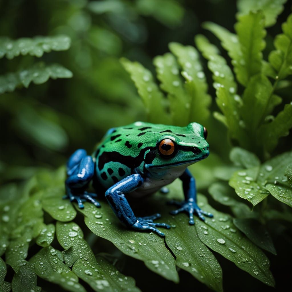 Exotic Jungle Frog in Emerald Green Foliage