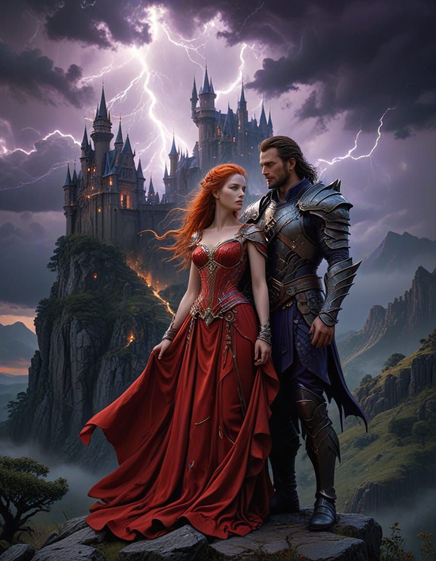 Epic Fantasy Scene with Rohr, Blake, and Evie