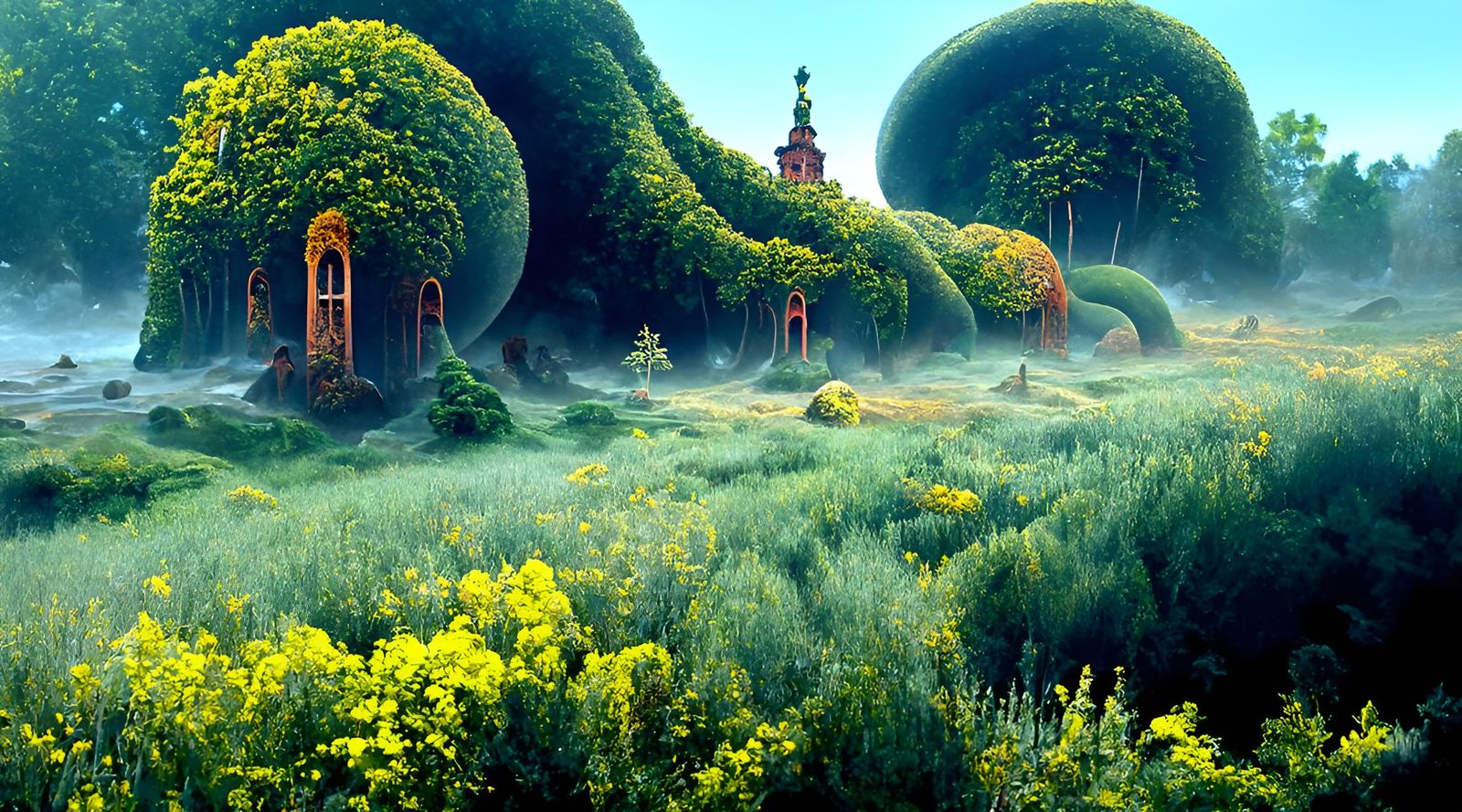 Lush Overgrown Fantasy Landscape Painting