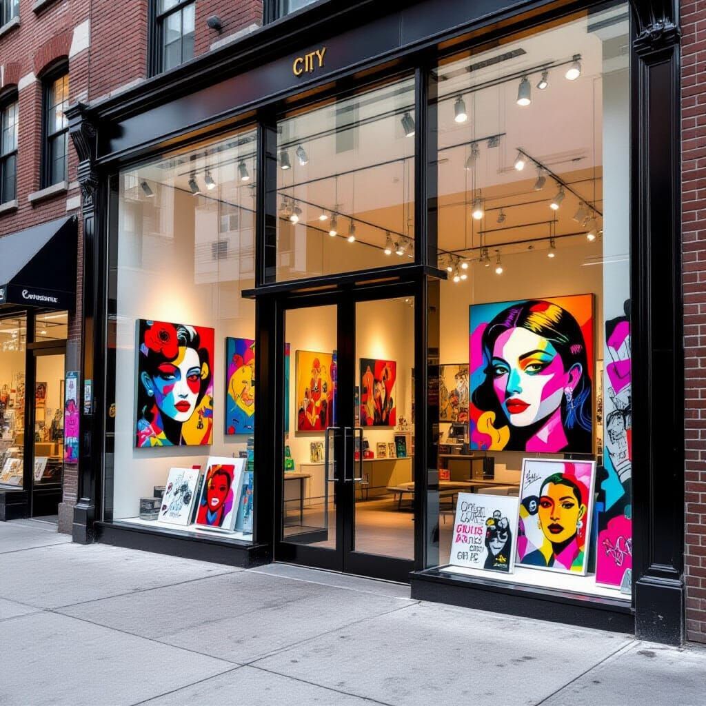 NYC Storefront Art Gallery in Pop Art Style