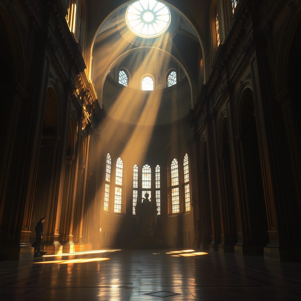 Surreal Cathedral Scene in Ethereal Light