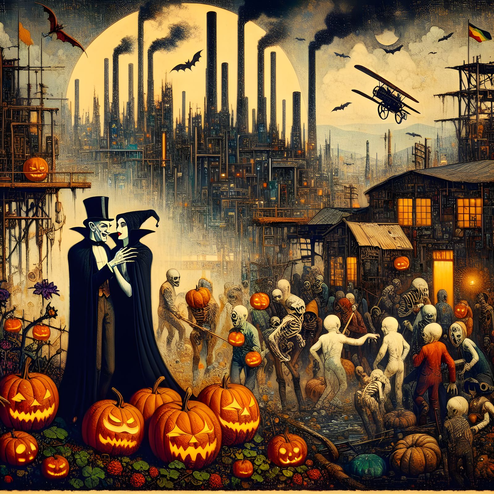 Vampire Engagement in Halloween Industrial Wonderland