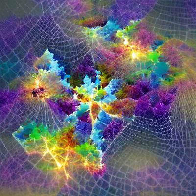Complex Iridescent Fractal Network as Digital Art