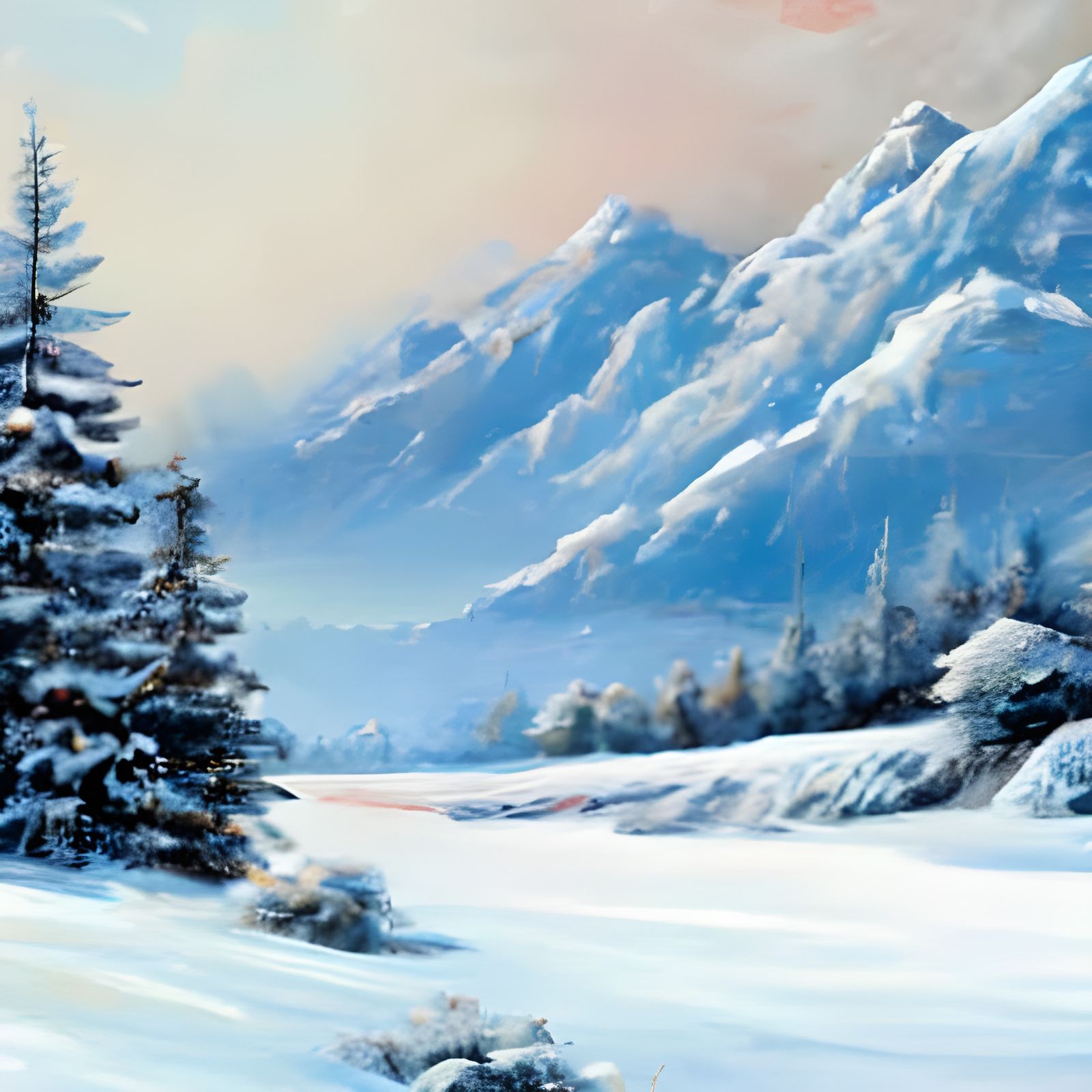 Winter Wonderland in Vibrant Acrylic Brushstrokes