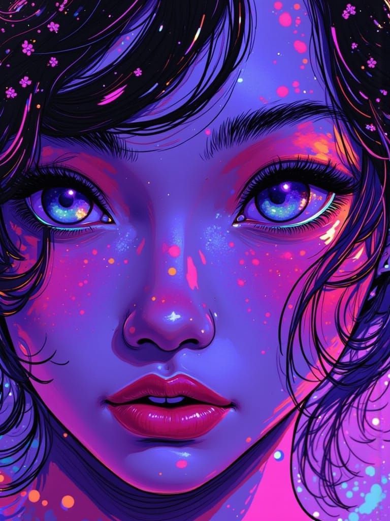 Transcendent Woman Portrait in Codewoven Synesthesia