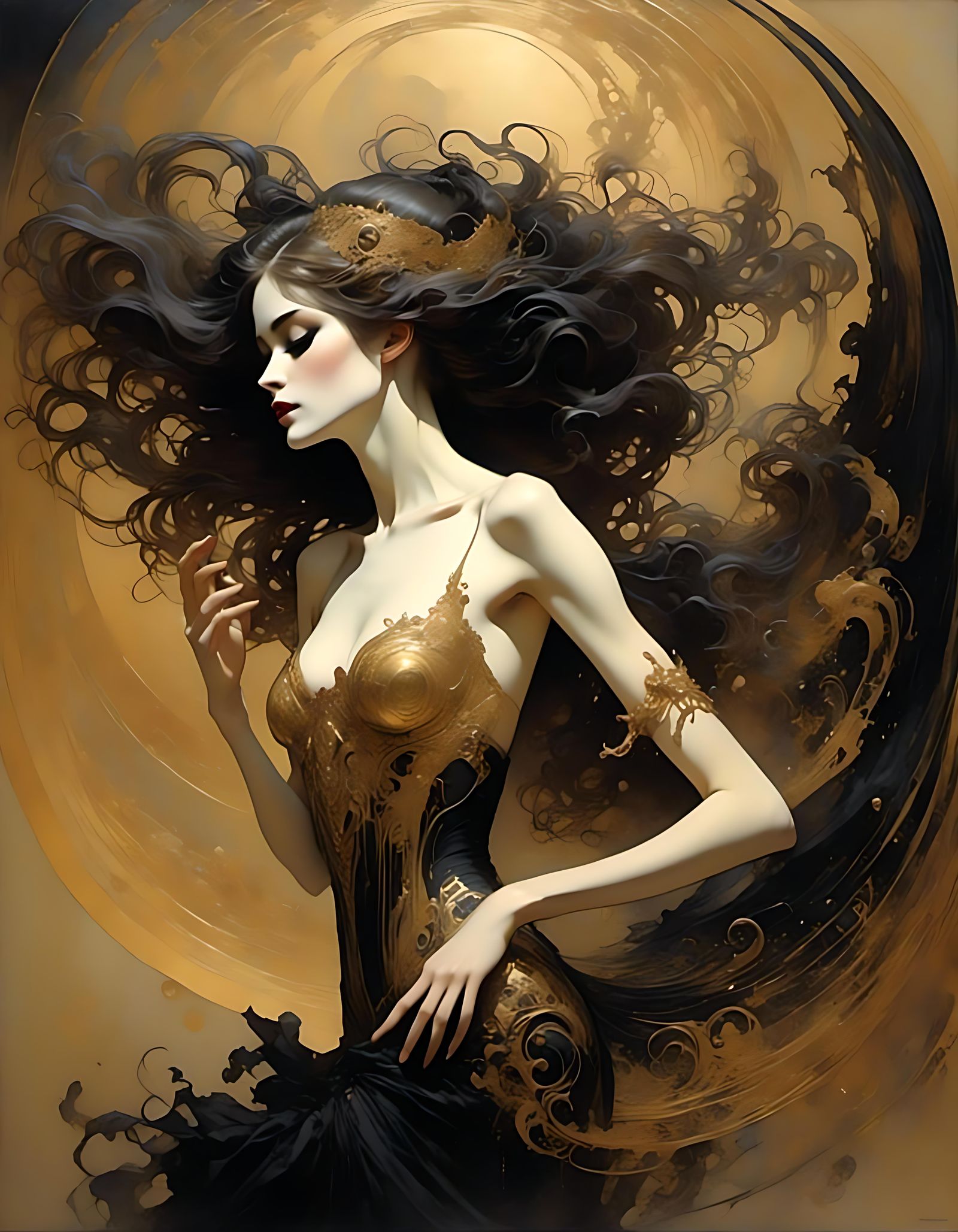 Surreal Dancer Portrait in Pre-Raphaelite Style