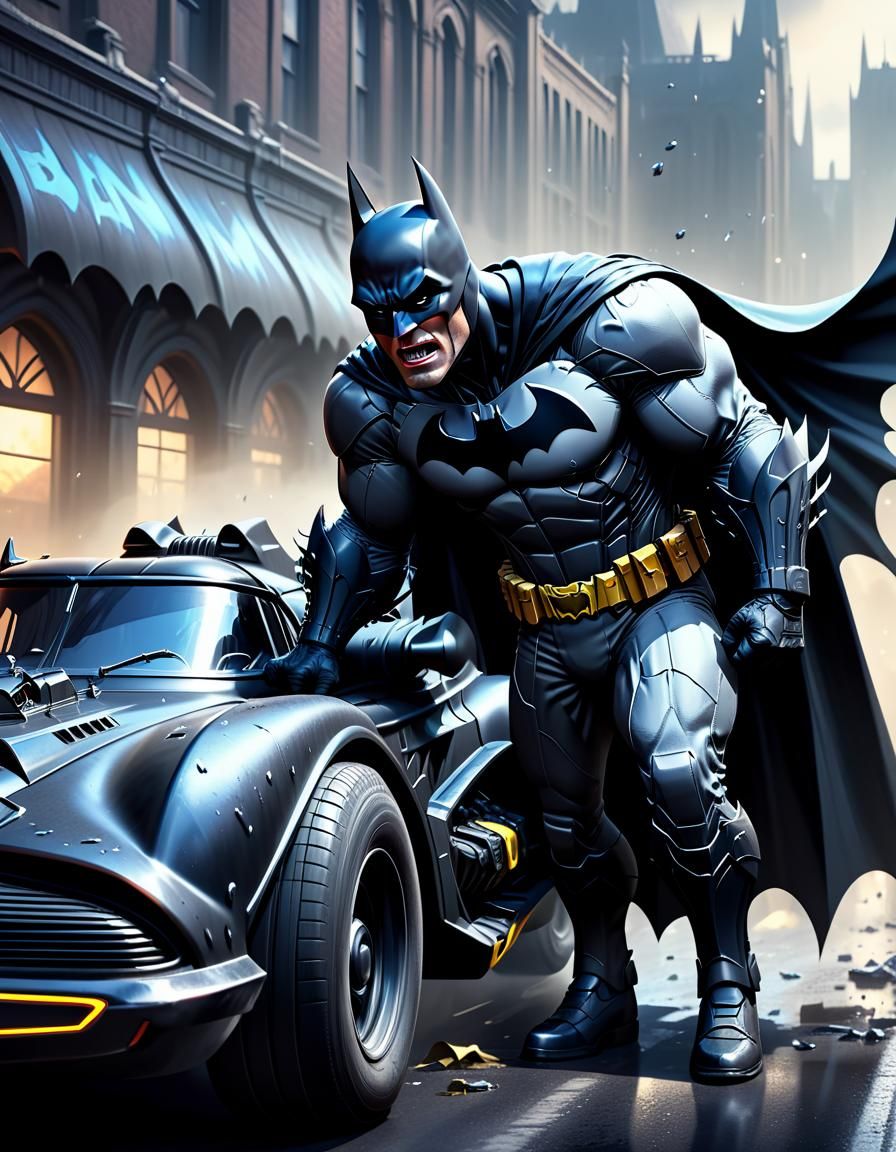 Batman About to Sneeze: Detailed Matte Painting