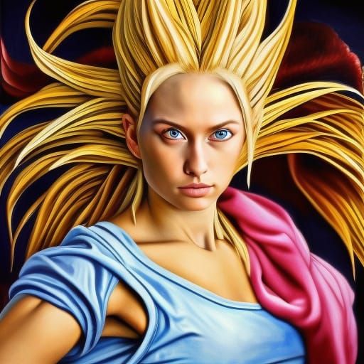 Beautiful Super Saiyan Female Portrait in Caravaggio Style
