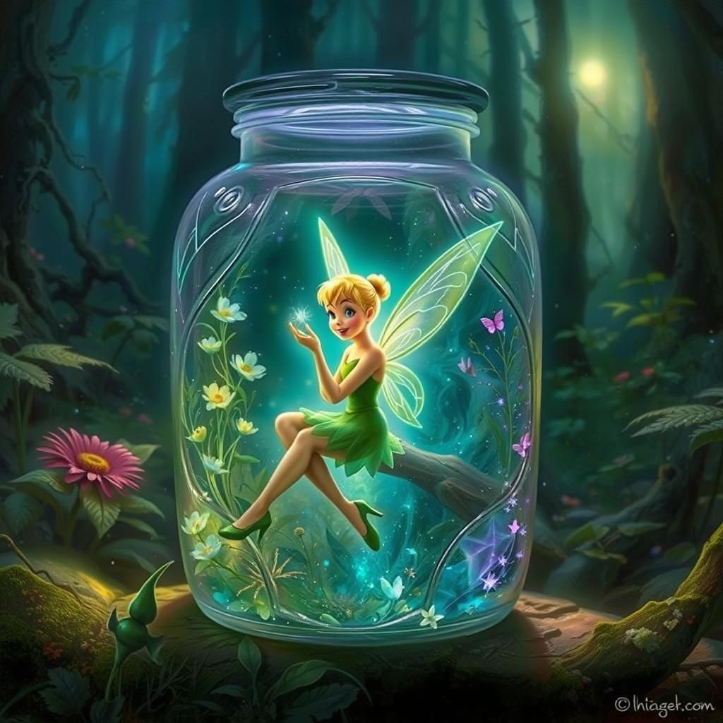 Tinkerbell in a Jar: Ethereal Acrylic Fantasy