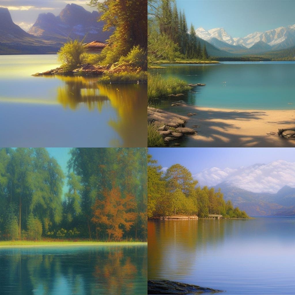 Tranquil Bay in Oil Painting Style