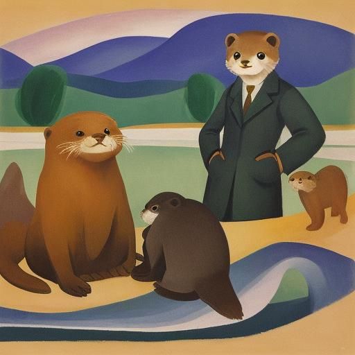 Whimsical Otter Portrait in Expressionist Style
