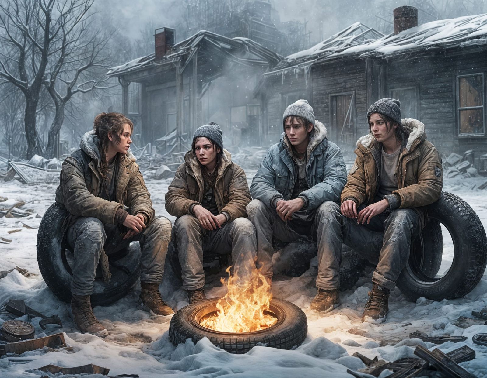 Survivors in Desolate Post-Apocalyptic City