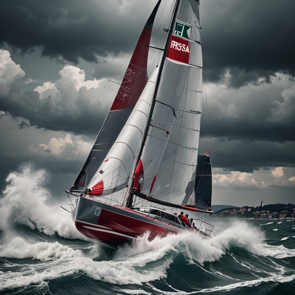 Futuristic Luna Rossa Yacht Races Through Choppy Waters