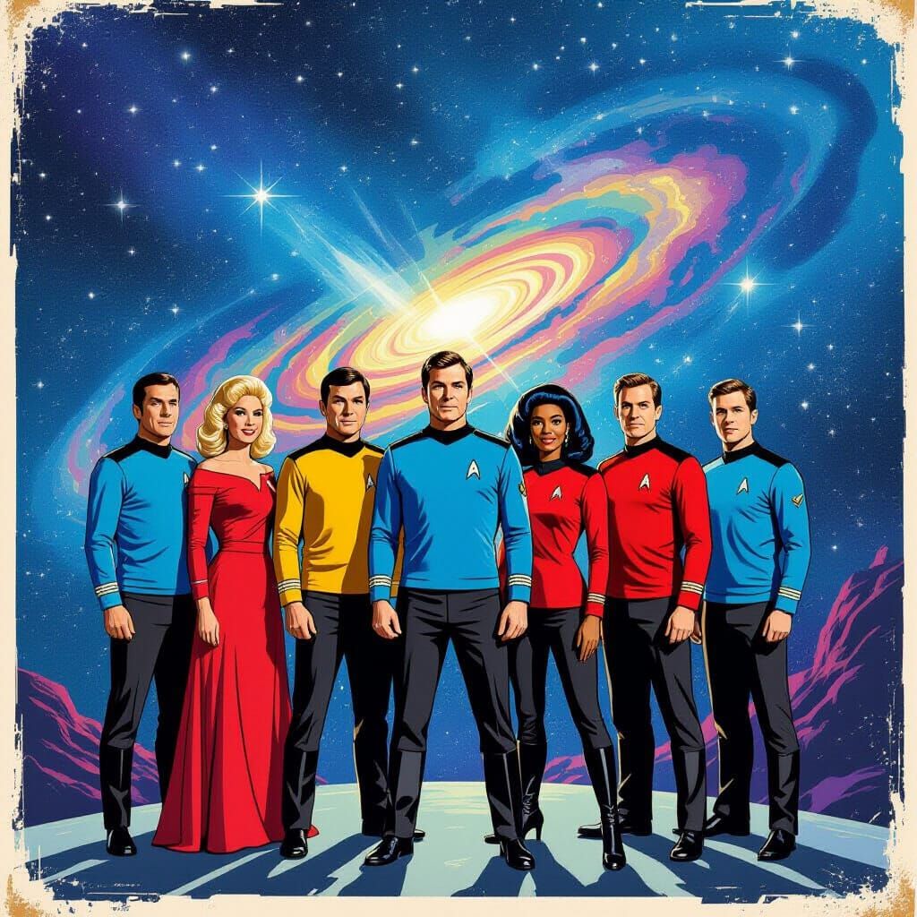 Star Trek Original Cast in Retro Sci-Fi Nebula