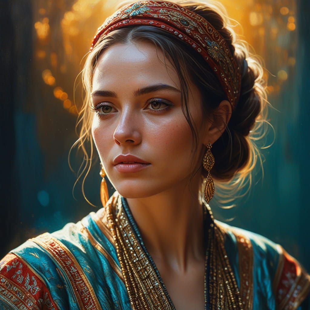 Portrait of Woman in Oil Painting Style