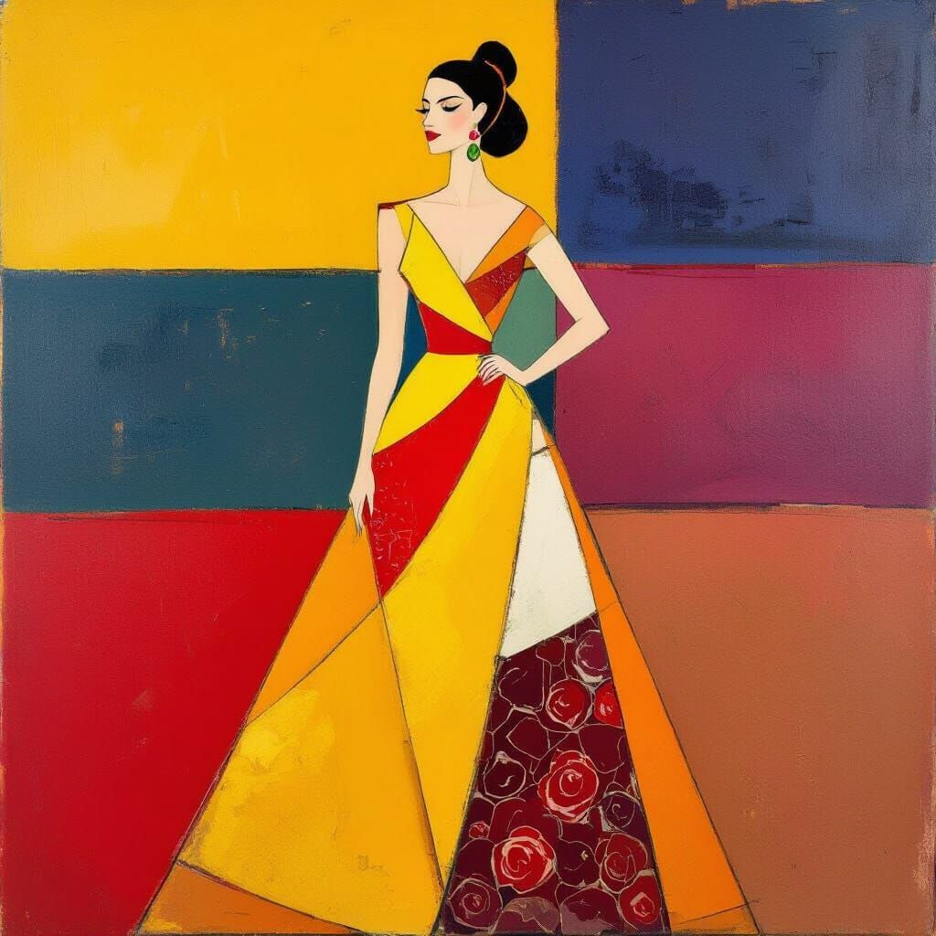 Abstract Diagonal Gradient with Expressive Brushstrokes