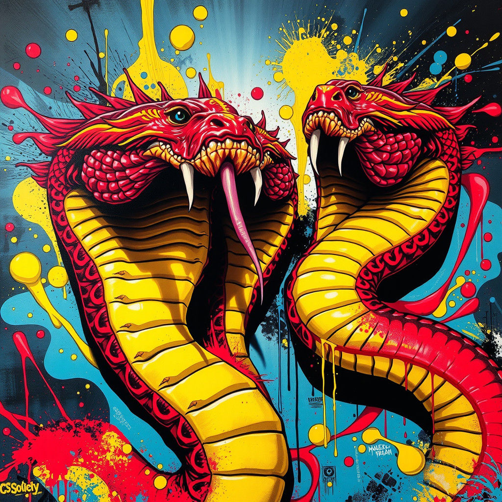 Colorful Serpents Graffiti Street Art