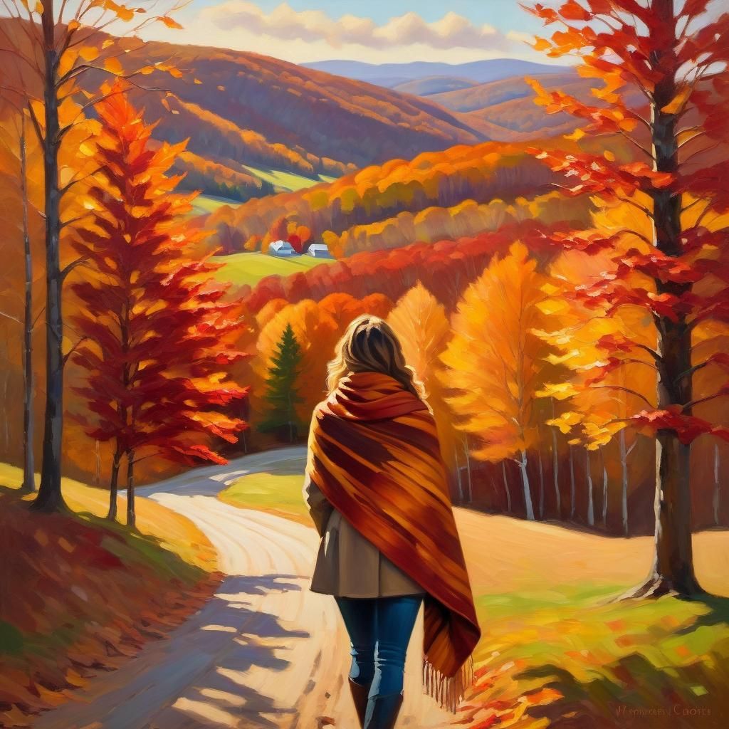 Vermont Autumn Foliage in Impressionist Style