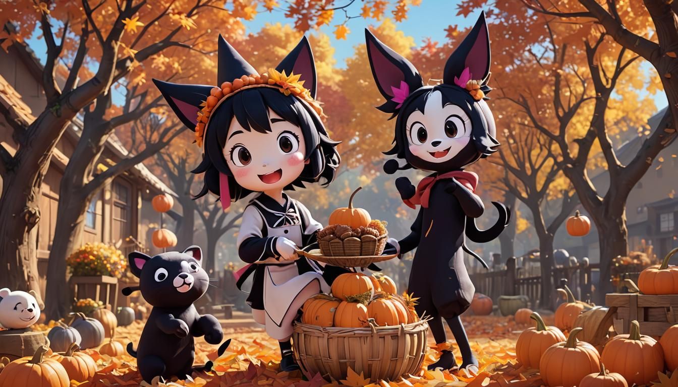 Kuromi Celebrates Autumn in Anime Style