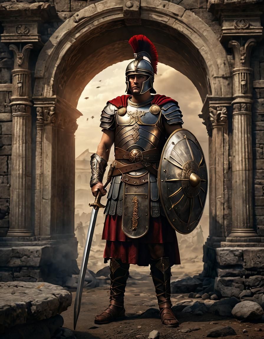 Ancient Roman Soldier Portrait in Digital Matte Painting