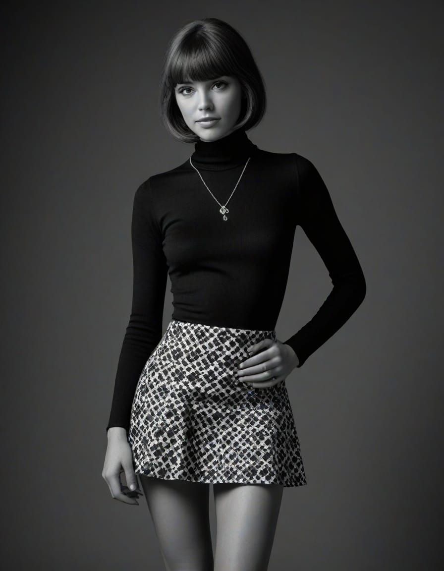 Woman from the sixties in a Mary Quant mini skirt