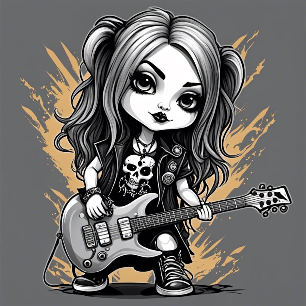 Metalhead Chibi Girl at Concert