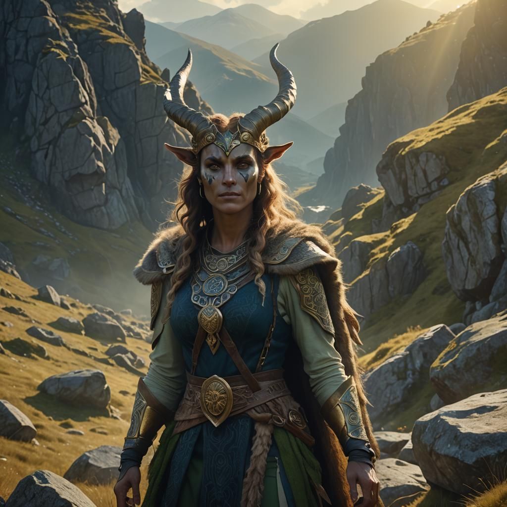 Celtic Goatwoman in Wolf Clothing: Fantasy Art