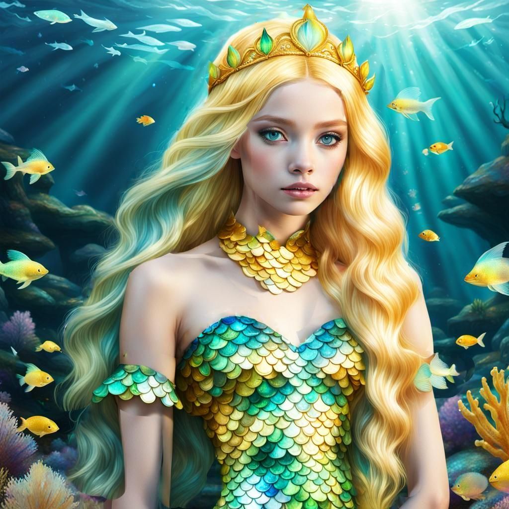 Iridescent Golden Mermaid Princess