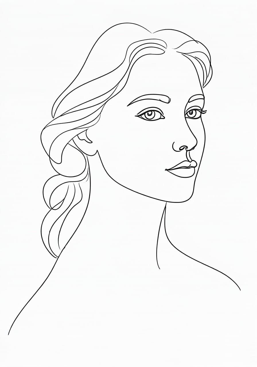 Elegant Black Line Portrait in Minimalist Style