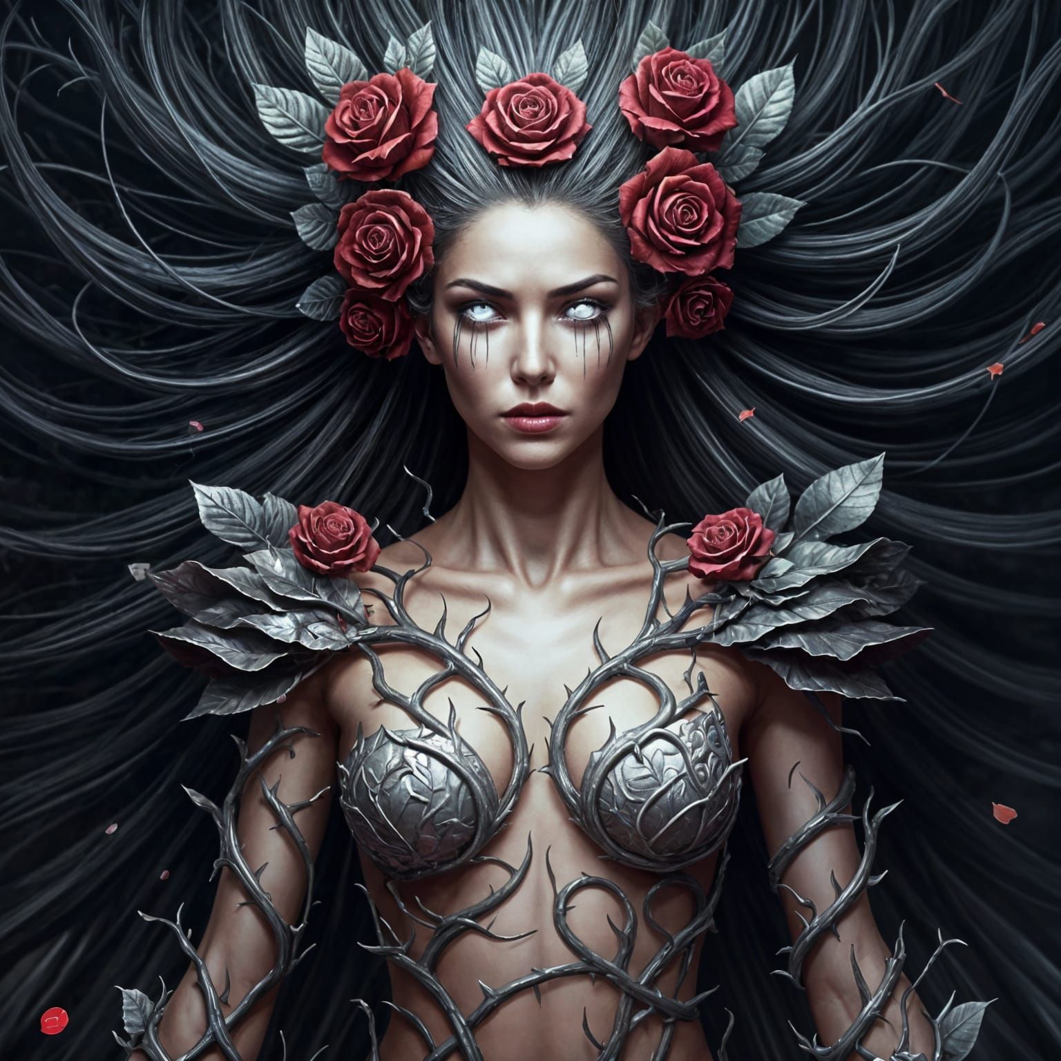 Dryad with Rose Hair and Silver Vines