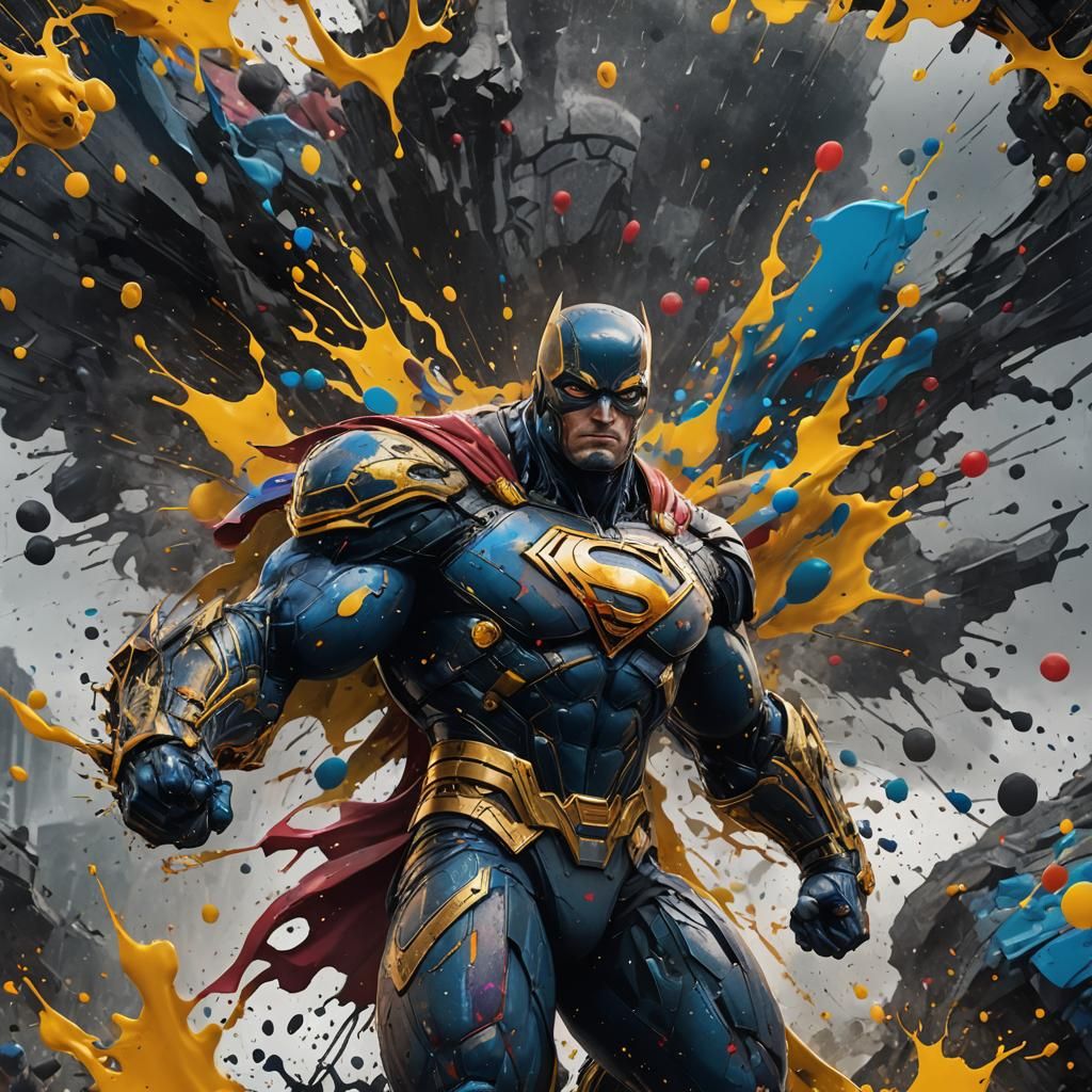 Ink Splash Superhero in Detailed Matte Painting