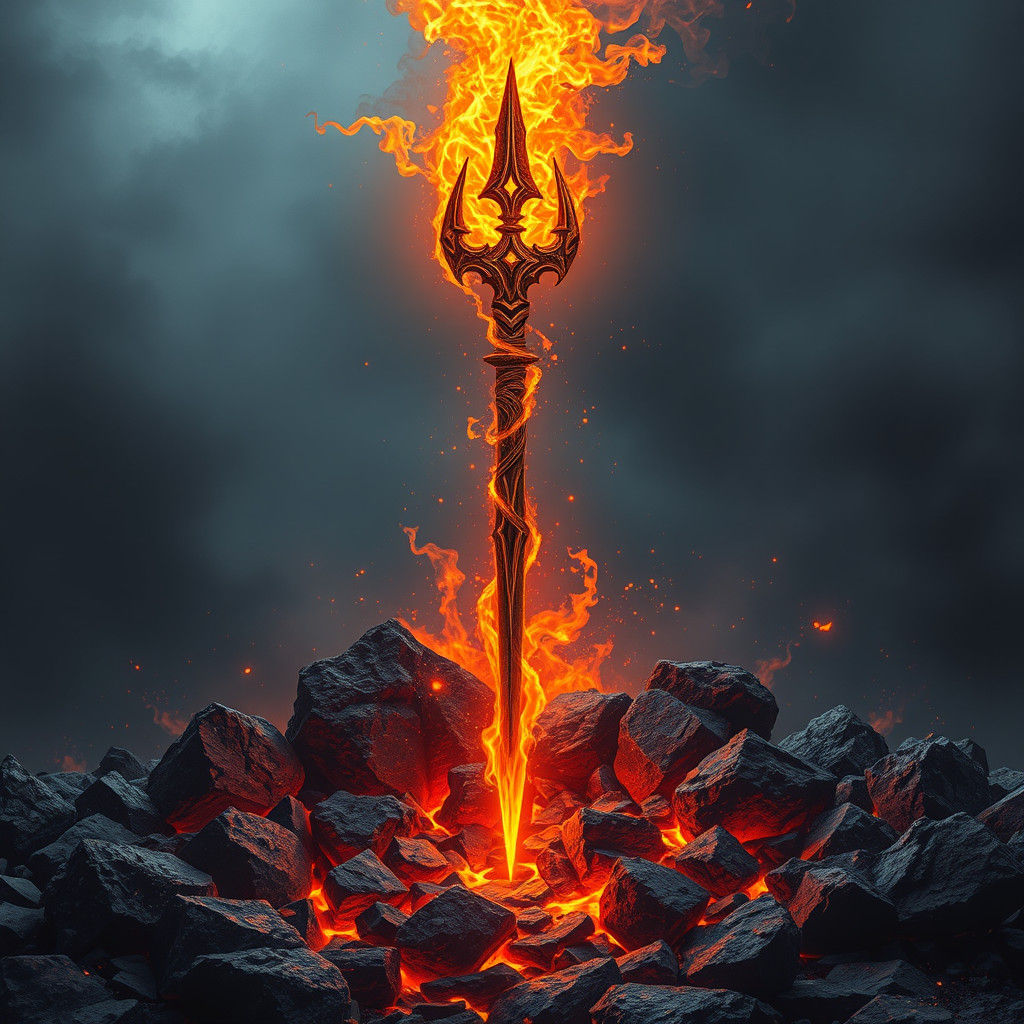 Magma Sword in a Volcanic Landscape