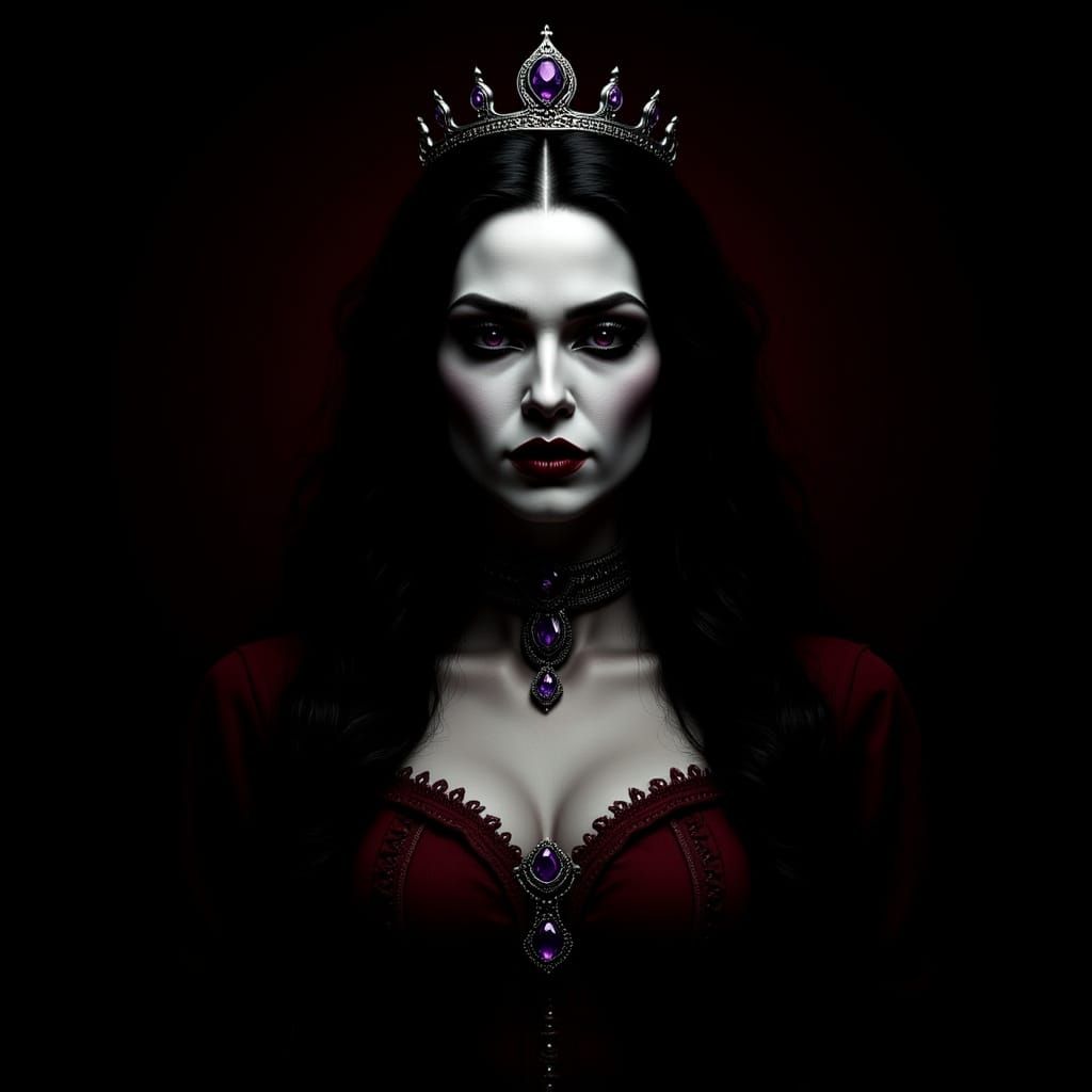 Dark Fantasy Vampire Queen Portrait in Gothic Elegance