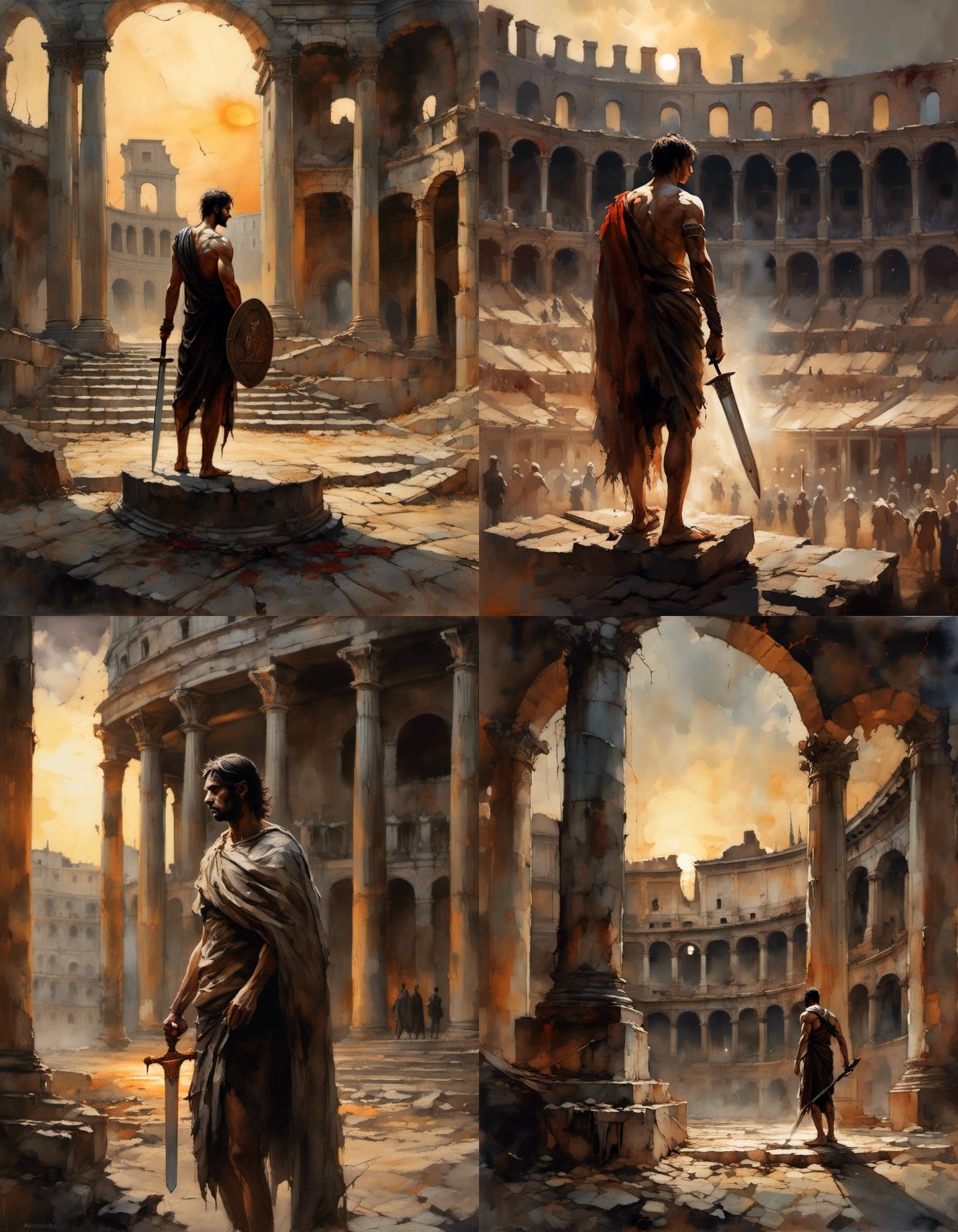 Christian Gladiator in Ancient Rome Arena