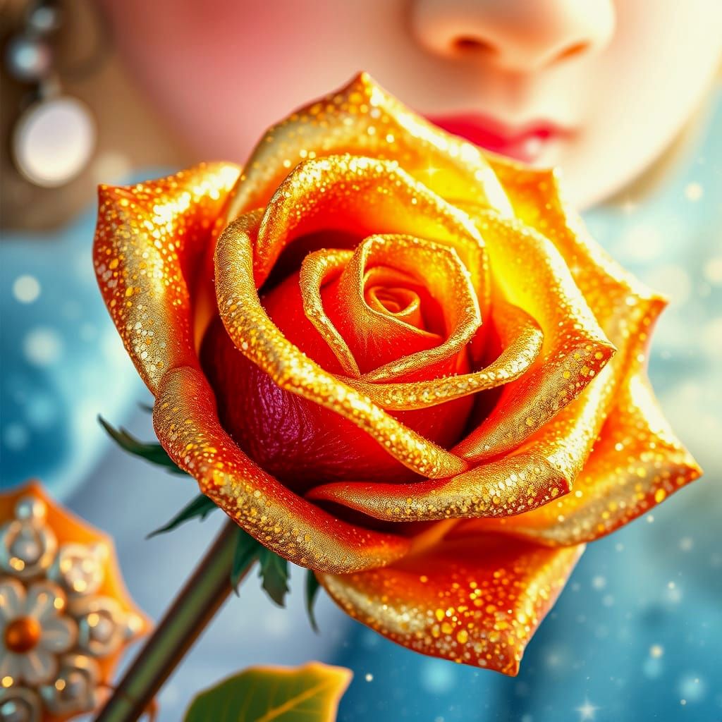 Vintage Storybook Rose in Golden Splendor
