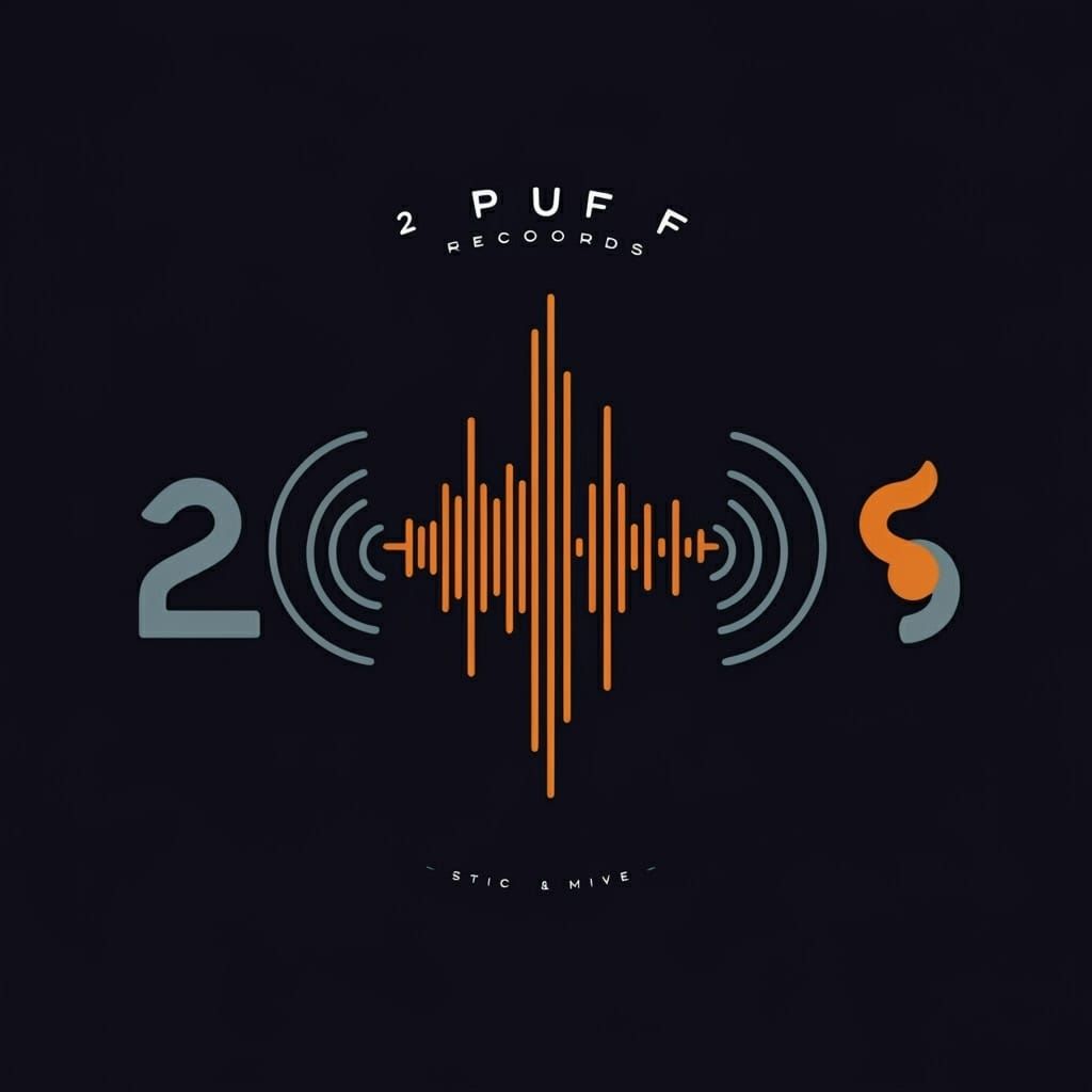 Modern Music Studio Logo in Vibrant Blues and Oranges