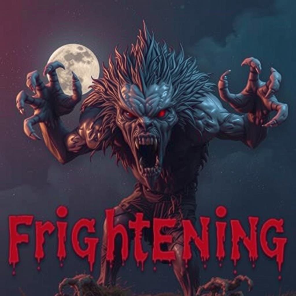 Menacing Werewolf Under Moonlit Sky in 3D Render