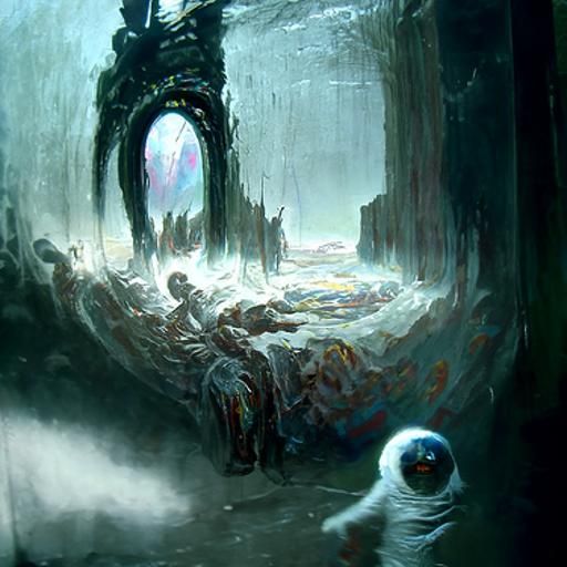 Horrific Dimensional Portal in Gothic Engraving Style