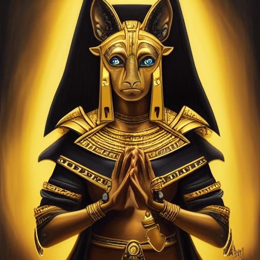 Anubis Holds Scale in Hyper-Realistic Oil Painting