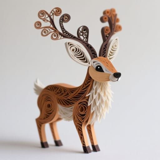 Quilled Jackalope with Filigree Antlers