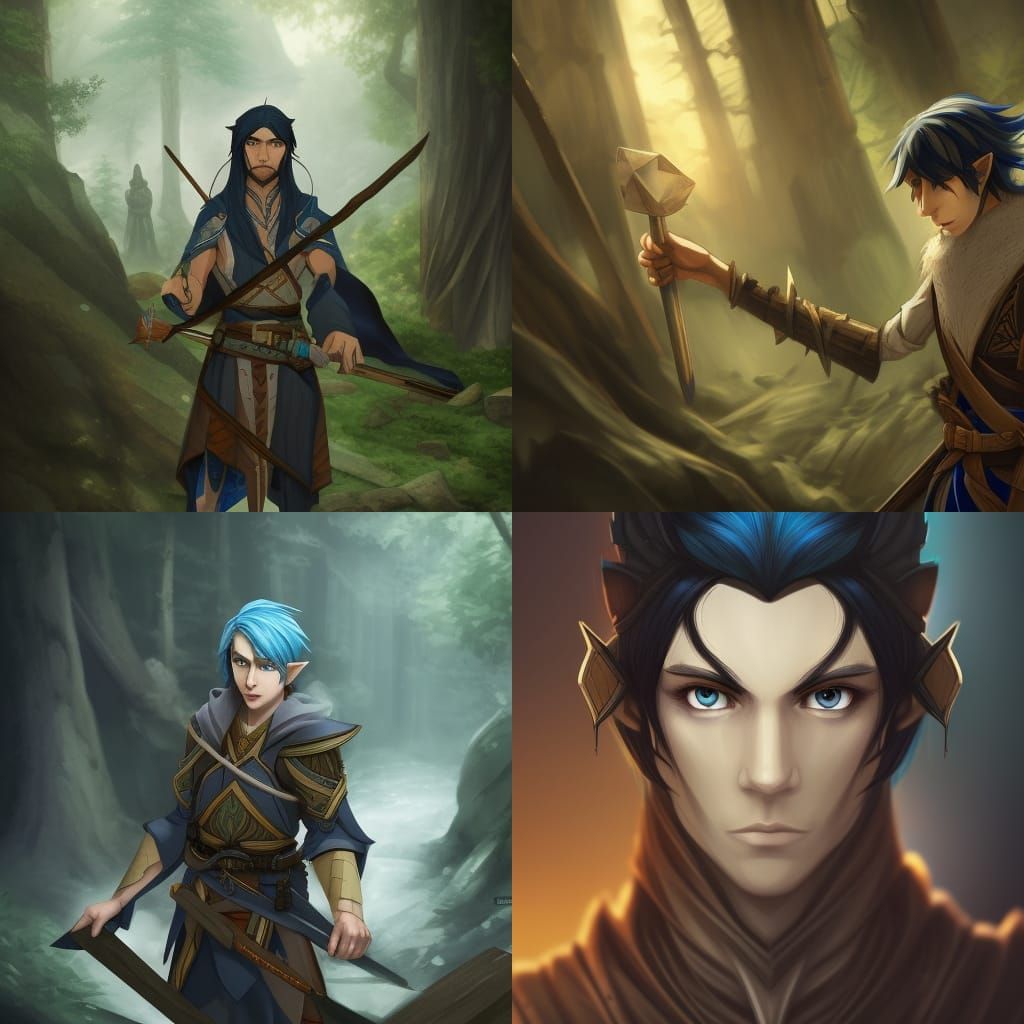 Masculine Wood Elf Ranger in Anime Key Visual Style