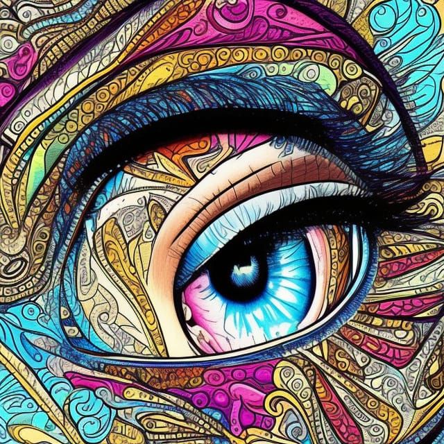 Detailed Colorful Eye, Digital Painting