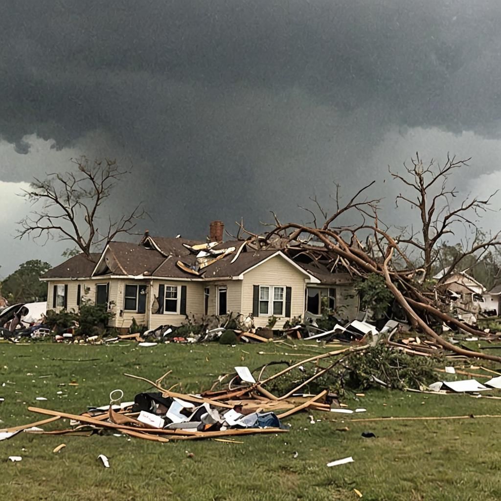 House Caught in Tornado