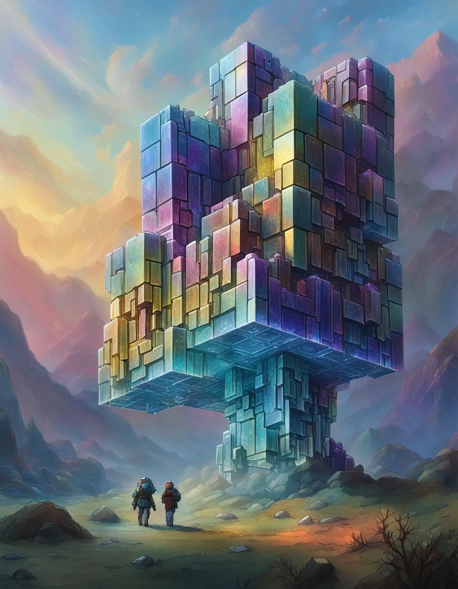 Detailed Bismuth Crystal Armor in Geometric Fauvism Style