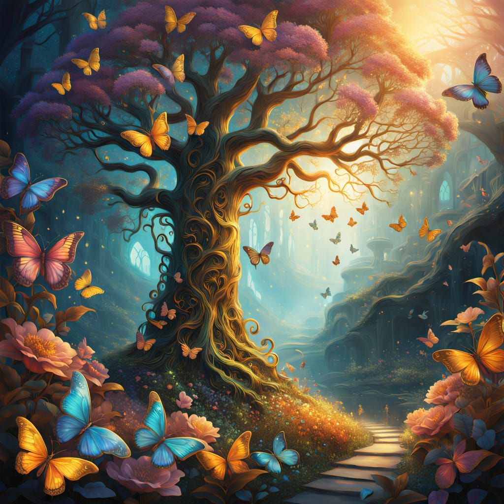 Arabesque Floral Forest Pop-Up Structure in Surreal Style