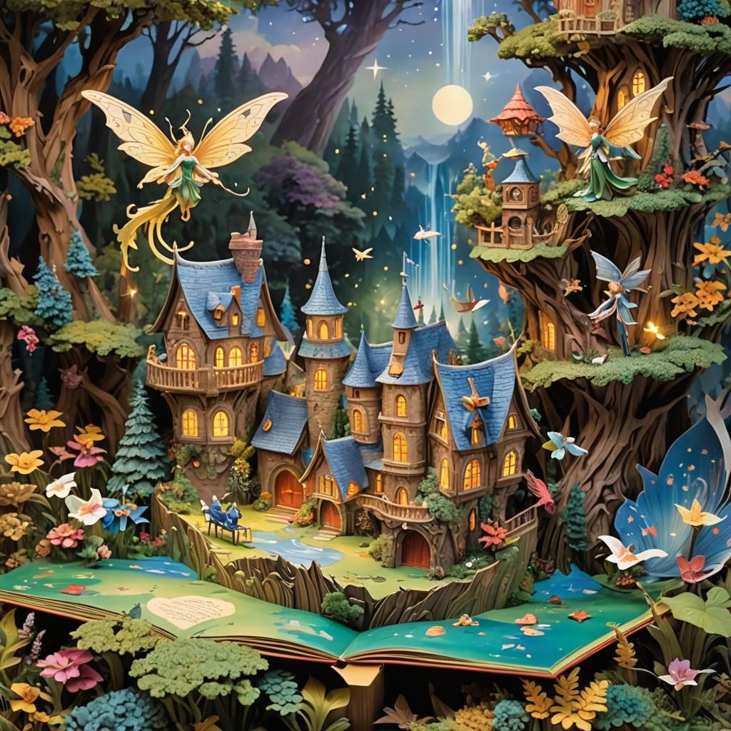 Fantasy Pop-Up Book with Fairies and Dragons