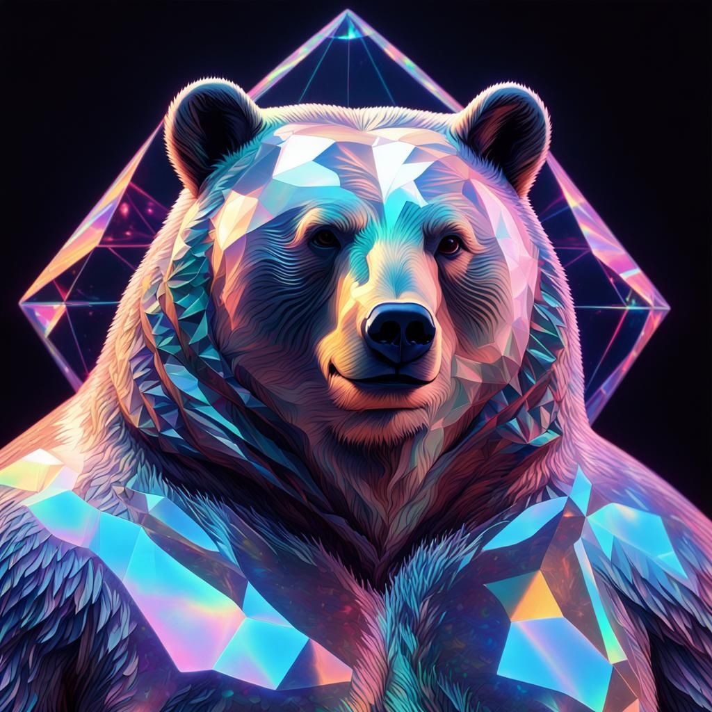 Cybernetic Hologram Portrait of an Obese Bear