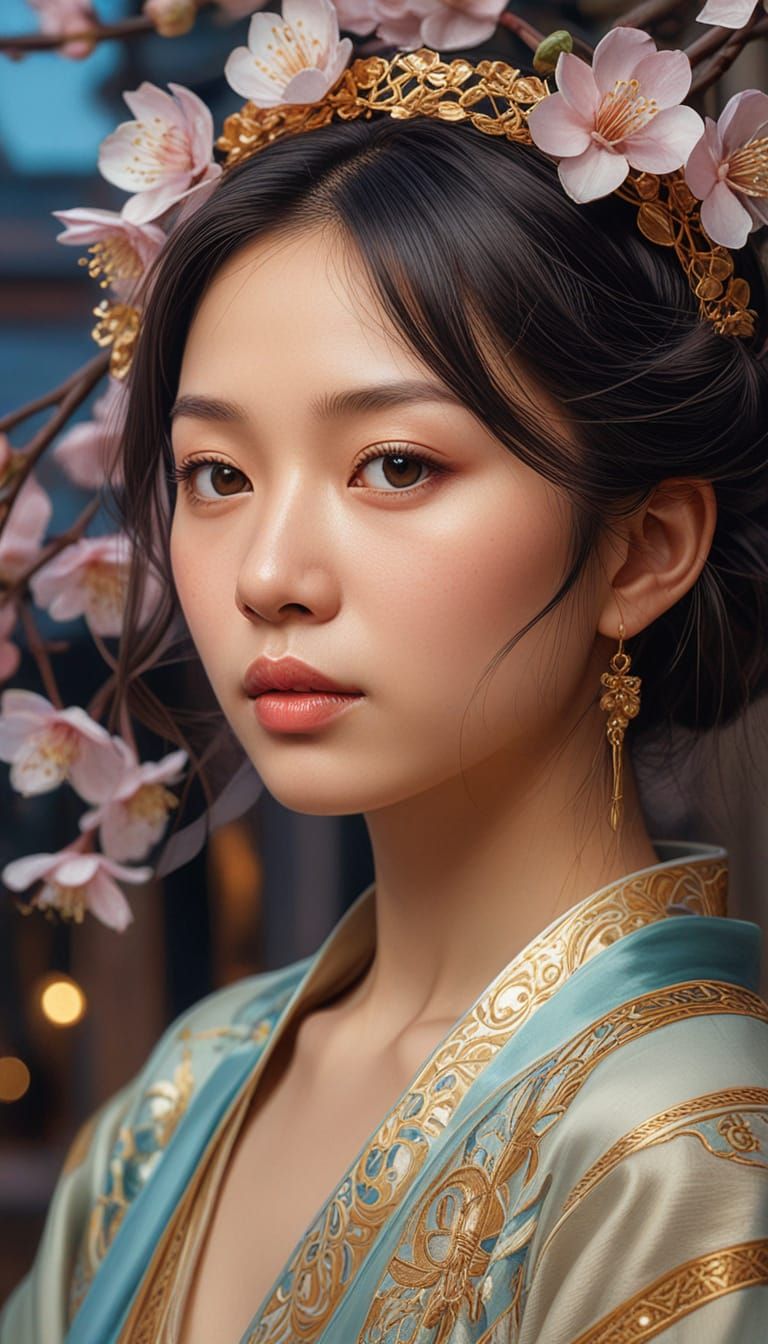 Dreamy Asian Lady in Pastel Hues