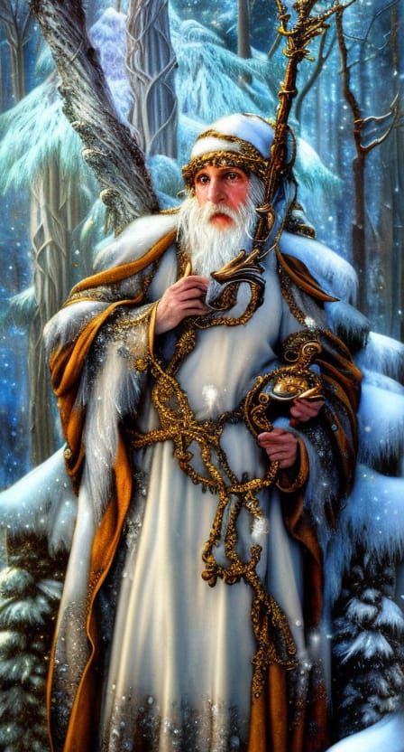 Father Frost in Enchanted Winter Yard