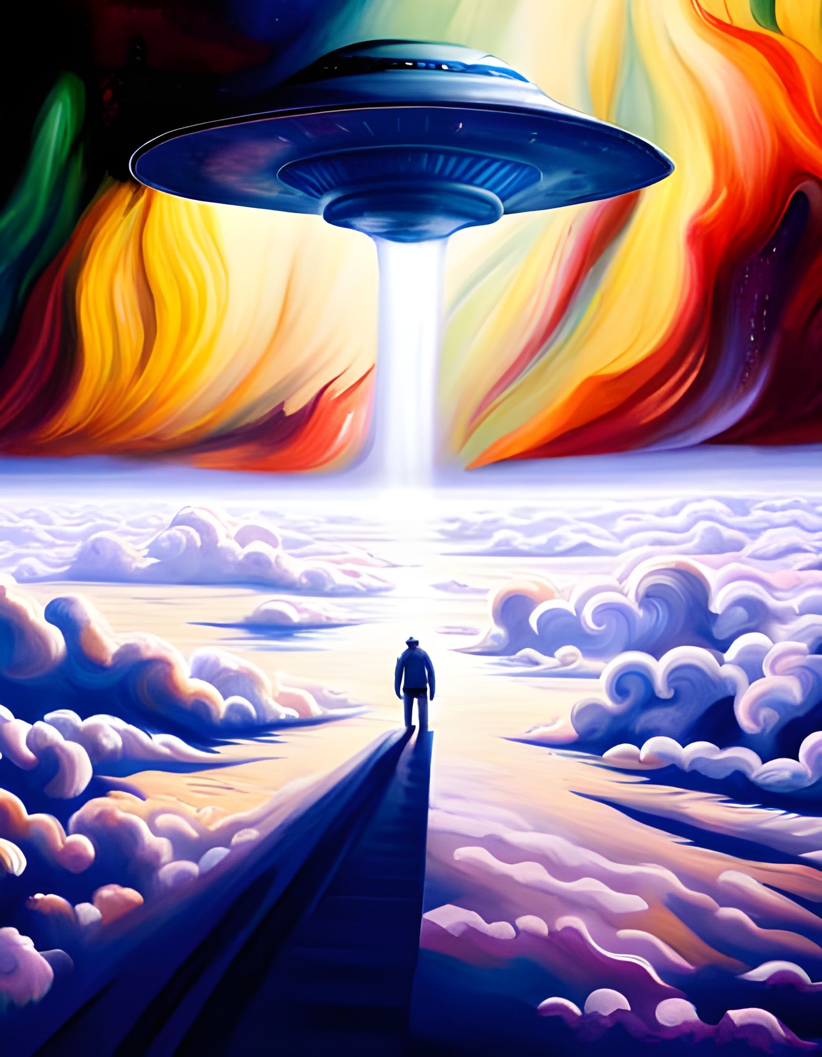 UFO Tractor Beam in Sci-Fi Style